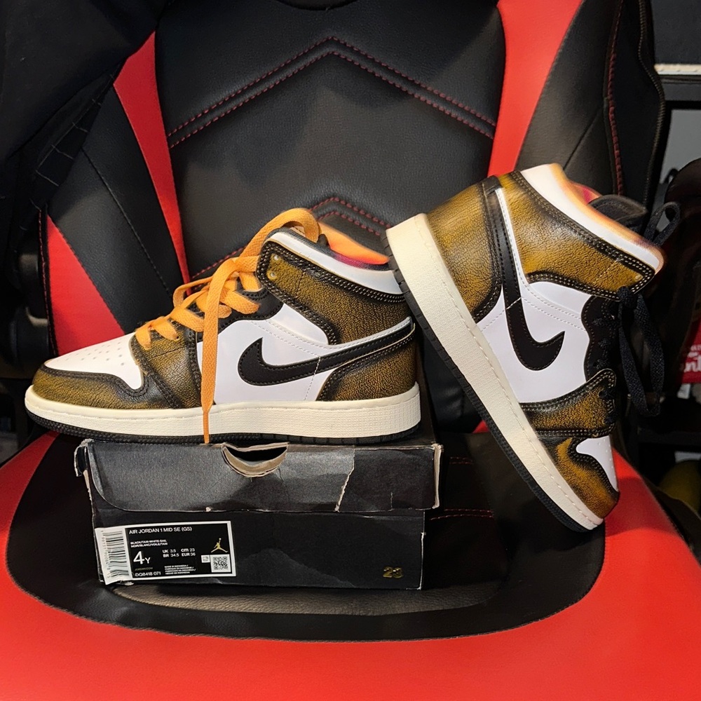 Jordan Kids Sneakers Black White Orange